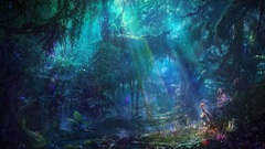 nature forest fantasy art artwork Plants Trees jungle Anime