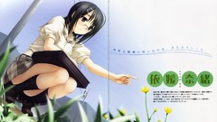 Nature grass ass Anime glasses socks schoolgirls anime girls 