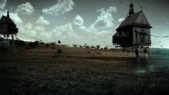 Nature grass Birds houses artwork