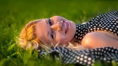 Nature grass Green woman blondes models portraits