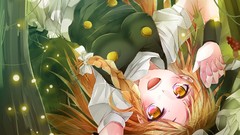 Nature grass lights dress hats blondes long hair anime girls 