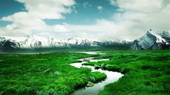 Nature grass Mountains clouds Green Norway skyscapes
