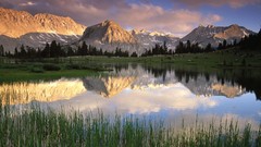 Nature grass Mountains lakes reflections