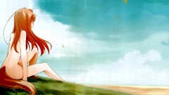 Nature grass woman Anime sitting anime girls spice and wolf 