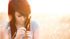 Nature grass woman faces outdoors models redheads Tosha McCarter