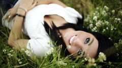 Nature grass woman Parks brunettes models