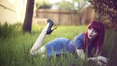Nature grass woman redheads portraits