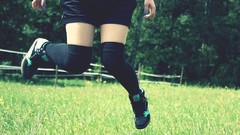 Nature Green woman Headless flying legs stockings jumping