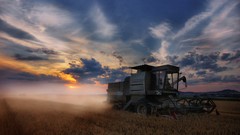 Nature harvest fields combine harvester