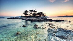 nature hdr beach landscape Sea Island rock sky water Trees