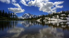 nature hdr Lake landscape clouds water reflection