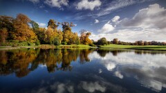 nature hdr landscape Lake reflection sky Trees water clouds