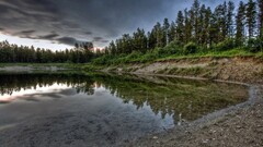 nature hdr landscape Lake reflection Trees water