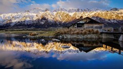 nature hdr landscape Lake sunset Mountains reflection House