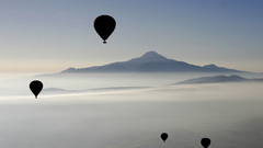 nature hot air balloons landscape vehicle sky Mountains outdoors