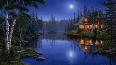 Nature houses forests artwork