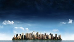 Nature Islands cityscapes digital art skylines