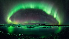nature Lake aurorae digital art landscape iceland sky Stars