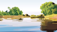 Nature lakes artwork vectors