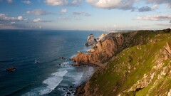nature landscape Ireland Sea rock cliff clouds coast horizon