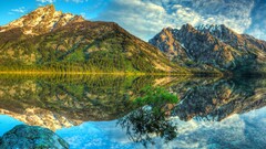 nature landscape Lake reflection Mountains hdr outdoors water