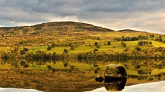 nature landscape Lake rock calm reflection calm waters hills