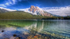 nature landscape Lake sky Mountains water snowy peak