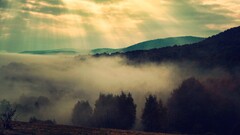 nature landscape mist sun rays