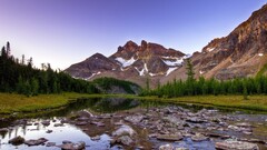 nature landscape river Mountains pine trees water valley