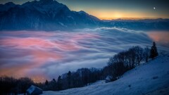 nature landscape valley switzerland Mountains winter snow cold