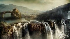nature landscape waterfall water fantasy art artwork
