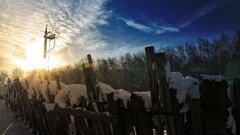 nature landscape winter sky clouds outdoors snow sunlight cold