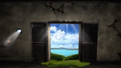 Nature light old houses doors artwork