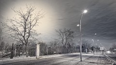 Nature monochrome lanterns streets abandoned city HDR 