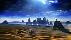 Nature moon towns Mountains