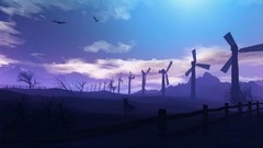 Nature moon windmills