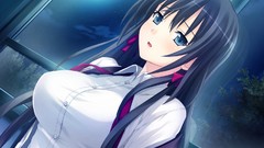 Nature moon woman Anime schoolgirls anime girls blue eyes black 