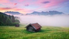 Nature Mountains clouds meadows germany Alps mist fields