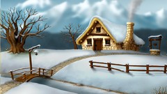 Nature Mountains cold Frozen House Bridges