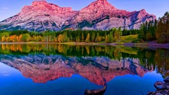 Nature Mountains glow lakes reflections mount