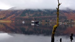Nature Mountains rain Boats Scotland lakes reflections mist