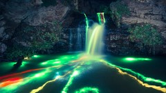 Nature Mountains waterfalls multicolor long exposure
