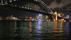 Nature night clouds lights bay bridge skylines