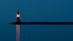 Nature night water light reflections lighthouses