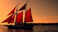 Nature ocean red pirates sail ship