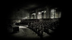 Nature old buildings deserted left