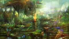 Nature paintings waterfalls Villages