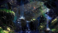 Nature Parrots waterfalls