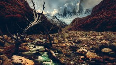 Nature rocks andes crossing rivers