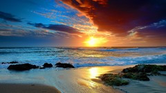 Nature Sea Beaches sunset